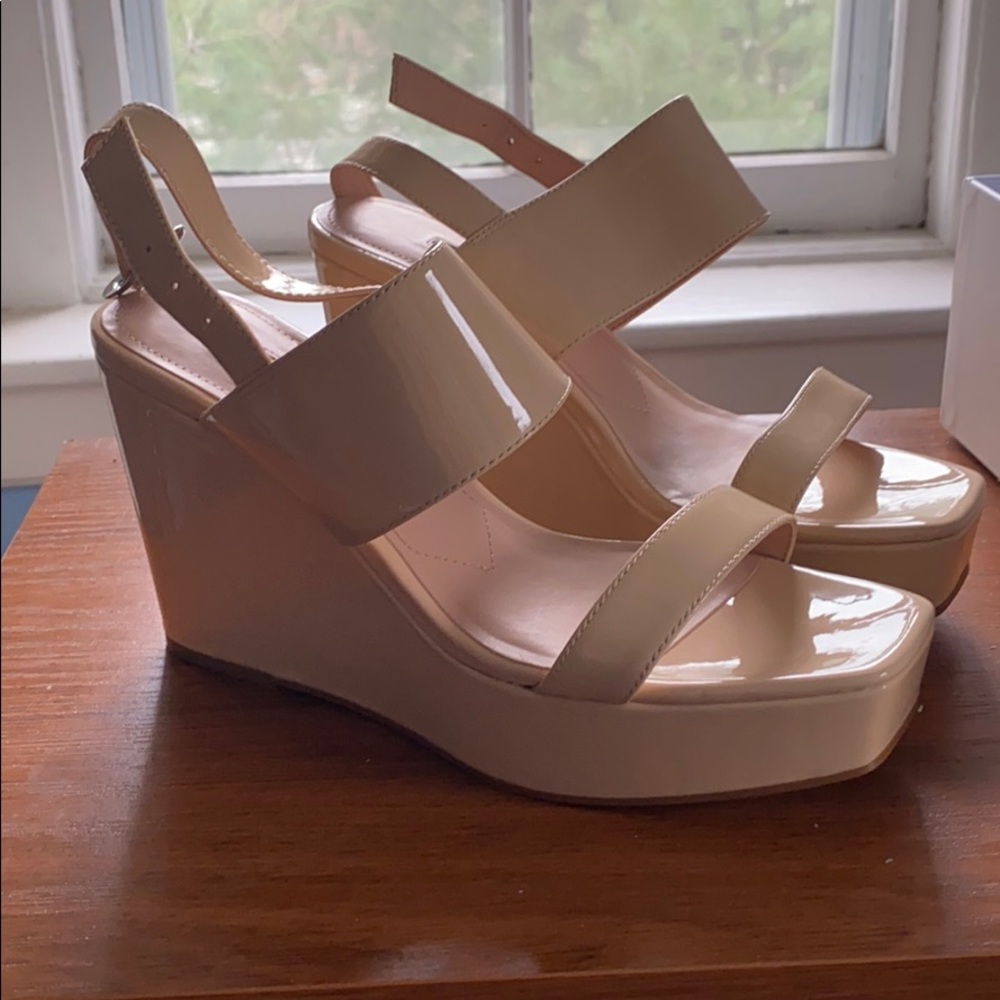 Tan platform heels